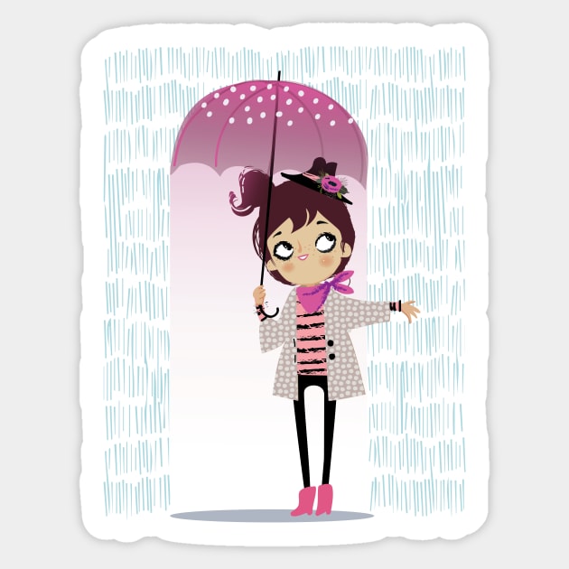 Rain Girl Sticker by EveFarb